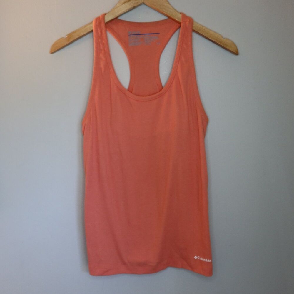 Columbia Racerback Tank Top Womens M Coral Scoop Neck Sleeveless Built-In Bra